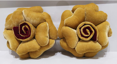PCT Microfibre Cushion Pack of 2 Floral(Yellow)
