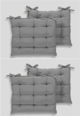 FCU 18x18 Microfibre Solid Chair Pad Pack of 4(Grey)