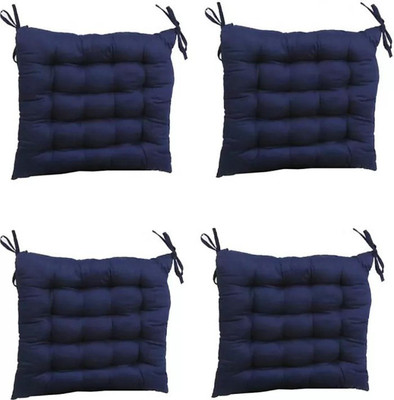 FCU 18x18 Microfibre Solid Chair Pad Pack of 4(Navy Blue)