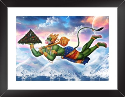 Hanuman Ji Wall Poster With Framed For Home And office Décor Print on Special I-Very Sheet Paper Print(10.5 inch X 13.5 inch)