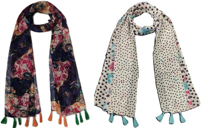 STYLESTORY Printed Chiffon Women Scarf, Stole, Fancy Scarf
