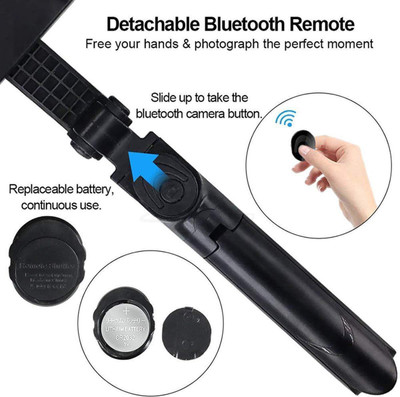 Wanzhow Bluetooth Selfie Stick(Black, Remote Included)