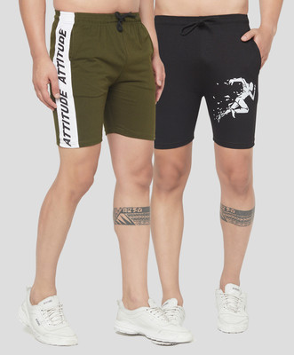 Kay Dee Printed Men Green, Black Basic Shorts