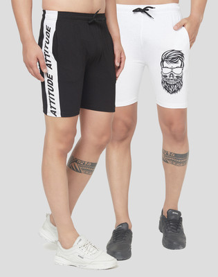 Kay Dee Printed Men Black, White Basic Shorts
