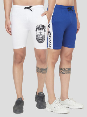 Kay Dee Printed Men White, Blue Basic Shorts