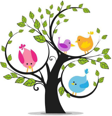 BRITISH TERMINAL 30 cm Tree Self Adhesive Decorative Wall Sticker || (30cm X 45cm) btcut5180 Self Adhesive Sticker(Pack of 1)