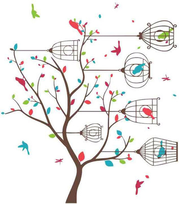BRITISH TERMINAL 60 cm Tree Design Self Adhesive Decorative Wall Sticker || (60cm X 45cm) btcut5178 Self Adhesive Sticker(Pack of 1)