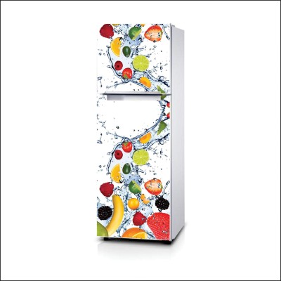 Printart 101.6 cm Vinyl Food and Beverages Multicolour Fridge Wall Sticker Self Adhesive Sticker(Pack of 1)