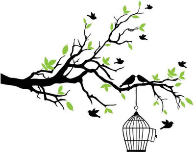 BRITISH TERMINAL 30 cm Tree Self Adhesive Decorative Wall Sticker || (30cm X 45cm) btcut5168 Self Adhesive Sticker(Pack of 1)