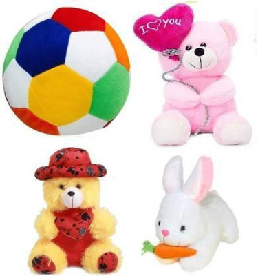Nihan Enterprises Combo Pack of 4 cute soft toys for baby (Plush Ball, Cap teddy, ballon Teddy, Rabbit) - 30 cm  (Multicolor)  - 30 cm(Multicolor)