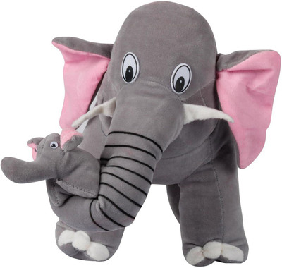 LittleBuoy Mother Elephant With Two Cute Baby Elephant Toys For kids  - 30 cm(Multicolor)