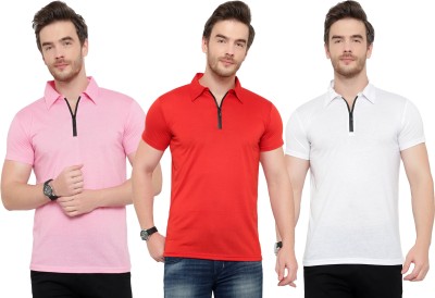 Tivy Solid Men Polo Neck Multicolor T-Shirt