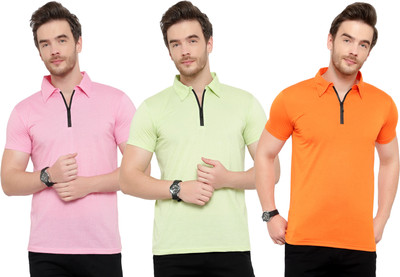 Moordale Solid Men Polo Neck Multicolor T-Shirt
