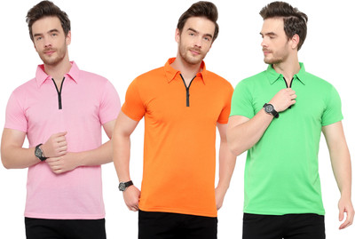 Moordale Solid Men Polo Neck Multicolor T-Shirt