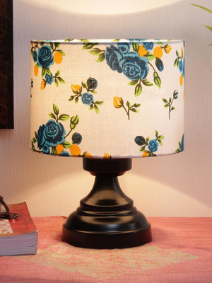 Devansh Multicolor cotton shade lamp with black base Table Lamp(22.86 cm, Multicolor)