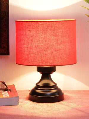 Devansh Orange cotton shade lamp with black base Table Lamp(22.86 cm, Orange)