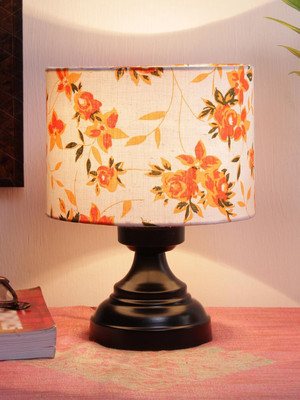 Devansh Multicolor cotton shade lamp with black base Table Lamp(22.86 cm, Multicolor)