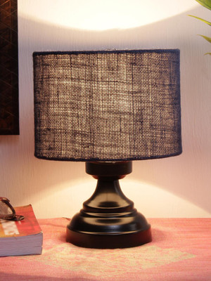 Devansh Blue Jute shade lamp with black base Table Lamp(22.86 cm, Blue)