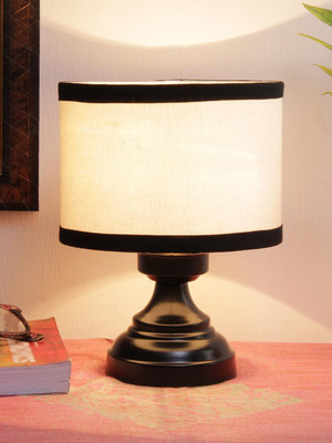 Devansh Multicolor cotton shade lamp with black base Table Lamp(22.86 cm, Multicolor)