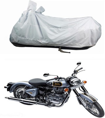 Bull Rider Waterproof Two Wheeler Cover for Royal Enfield(Classic 500, White)