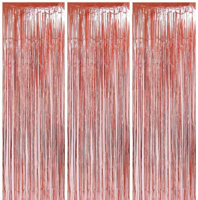 party decoration Foil Curtain for Party Decorations Pack of 3(2 m X 1 m, Rose Gold)