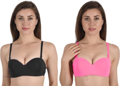 Alexana Women Balconette Lightly Padded Bra(Black, Pink)