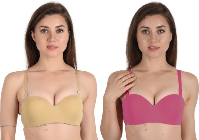 Alexana Women Balconette Lightly Padded Bra(Beige, Pink)