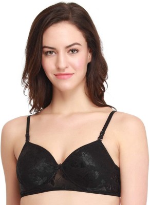 LovinoForm 1504 Women T-Shirt Lightly Padded Bra(Black)