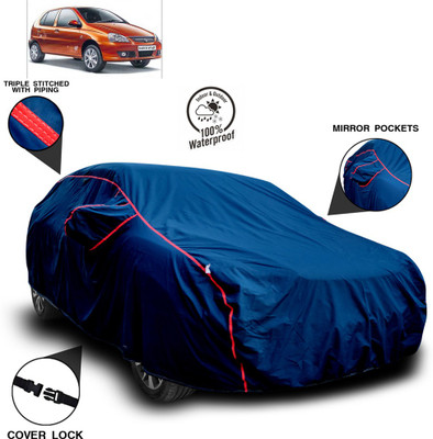 SEBONGO Car Cover For Tata Indica eV2(Blue, Red)