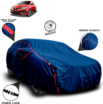 ANTHUB Car Cover For Toyota Platinum Etios (With Mirror Pockets)(Blue)