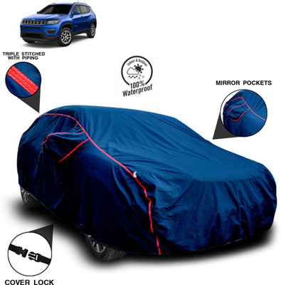 SEBONGO Car Cover For Jeep Compass Facelift (With Mirror Pockets)(Blue)