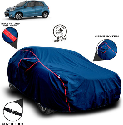 SEBONGO Car Cover For Nissan Micra (With Mirror Pockets)(Blue)