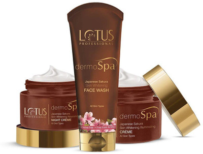 LOTUS Professional Dermospa Complete Skin Perfecting Combo Day + Night + Face Wash(3 Items in the set)