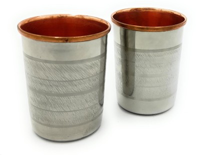 SHLINCO (Pack of 2) P2_GLSC_01 Glass Water/Juice Glass(250 ml, Steel, Copper, Silver)