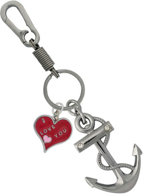 SHOKY LOOKS Beautiful Anchor with stone and Rope design with Best Quality Looking Lock Key chain and REd I Love You Heart also a design for gifting purpose also can use for home office car bike scuty or stylish Key Chain