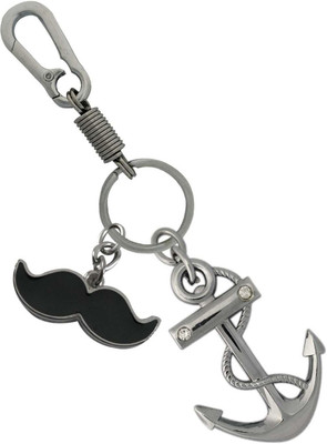 SHOKY LOOKS Beautiful Anchor with stone and Rope design with Best Quality Looking Lock Key chain and Shandaar Mustache also a design for gifting purpose also can use for home office car bike scuty or stylish Key Chain