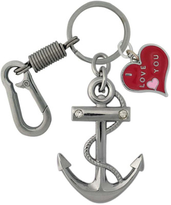 HANDSOME ISK Anchor With Rope And Nice Metallic Finishing with High Quality Looking Hook with Sweet Red I Love You Heart style you can offer as a gift also used for car scuty bike or your home or office based Key Chain