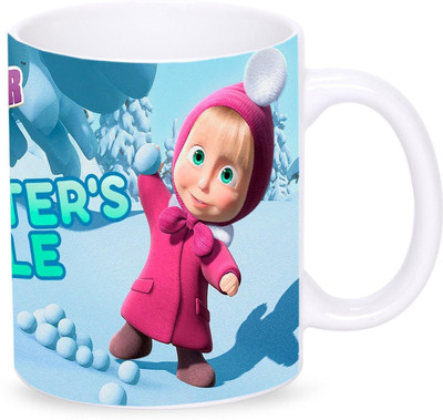 Megharthprint Masha and the Bear Coffee mug in White Ceramic Coffee Mug(330 ml)