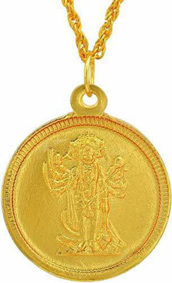 DULCI Gold Tone Panch Mukhi Hanuman with Different Heads Raksha Kawach Yantra Pendant Locket Religious Jewellery for Unisex Gold-plated Brass Pendant