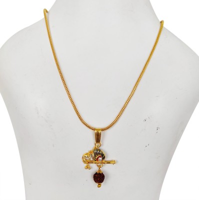 FashionCraft Beautiful Lord Krishna & Rudraksha Pendant With Golden Chain For Girls,Boys(20 Inch) Gold-plated Alloy Pendant Set