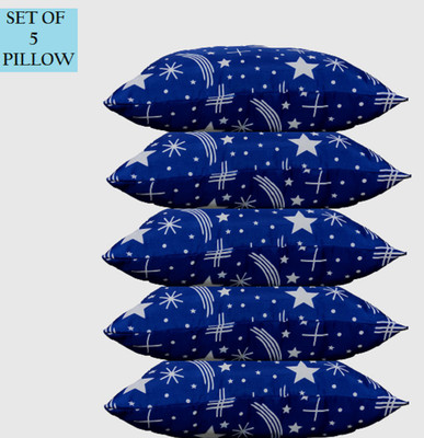 GKM Blue Star Print Microfibre Abstract Sleeping Pillow Pack of 5(Multicolor)