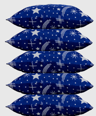 GKM Blue Star Print Microfibre Abstract Sleeping Pillow Pack of 5(Multicolor)