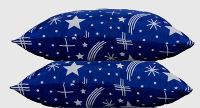 GKM Blue Star Print Microfibre Abstract Sleeping Pillow Pack of 2(Multicolor)