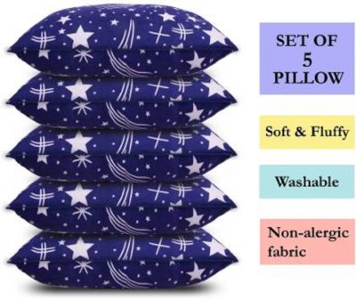 Swikon star Blue Star Print Microfibre Polka Sleeping Pillow Pack of 5(Blue)