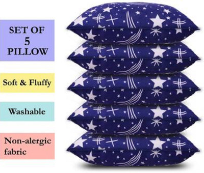GKM Blue Star Print Microfibre Abstract Sleeping Pillow Pack of 5(Multicolor)