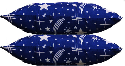 Swikon star Blue Star Print Microfibre Abstract Sleeping Pillow Pack of 2(Multicolor)