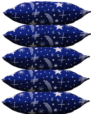 GKM Blue Star Print Microfibre Abstract Sleeping Pillow Pack of 5(Multicolor)