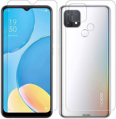 RAJFINCORP Front and Back Tempered Glass for Oppo A15s(Pack of 2)