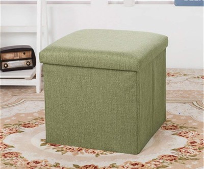 Kashtabhanjan enterprise Foldable Storage Ottoman Footrest Toy Box Coffee Table Stool Cum Sitting Stool Basket Cubes Organizer Containers with Lid Living & Bedroom Stool(Green, Pre-assembled)