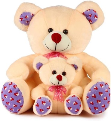 MHK Cream teddy with baby bear (40cm) - 40 cm (Cream)  - 30 cm(Multicolor)